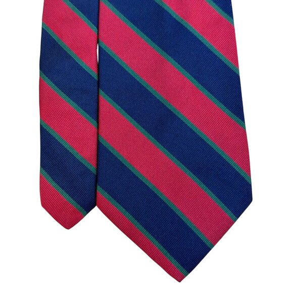 Vintage Brooks Brothers Red & Navy Striped Silk Tie Classy Business Necktie - Picture 3 of 7